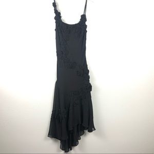 Sue Wong black dress flower detailing